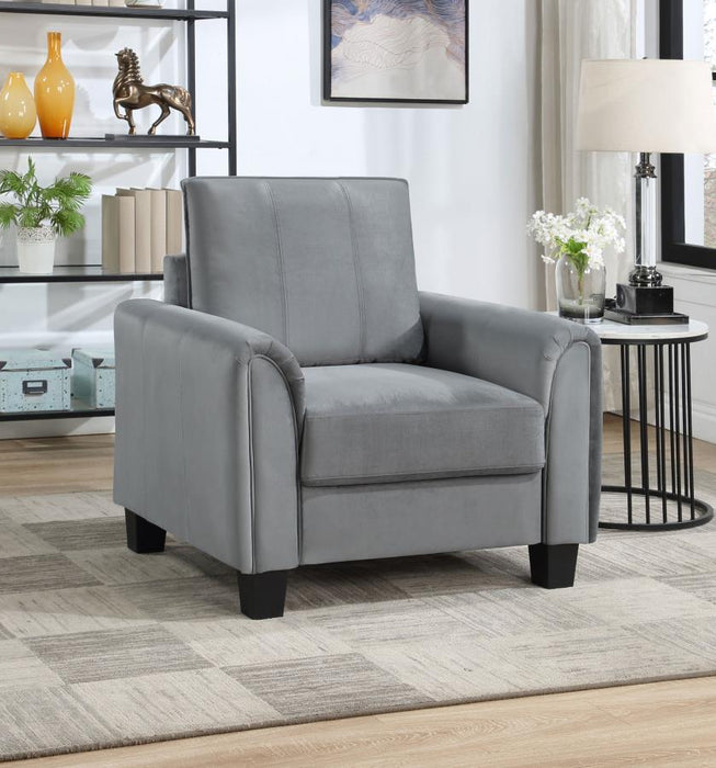 Davis - Upholstered Rolled Arm Accent Chair - Grey