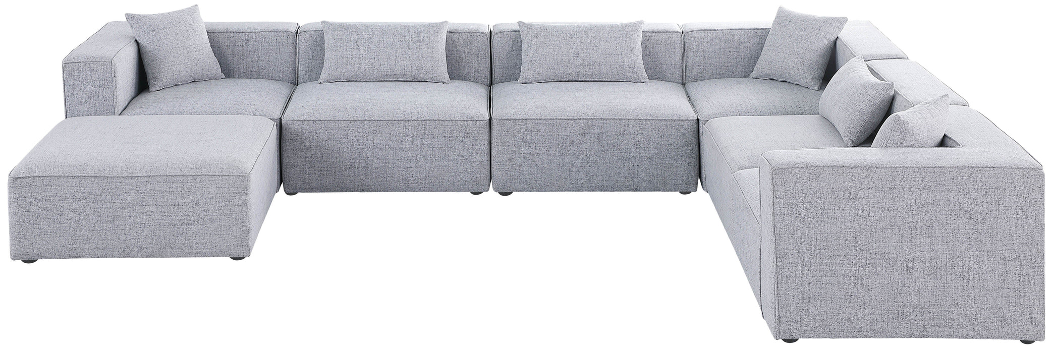 Cube - Modular Sectional 7 Piece - Gray - Fabric