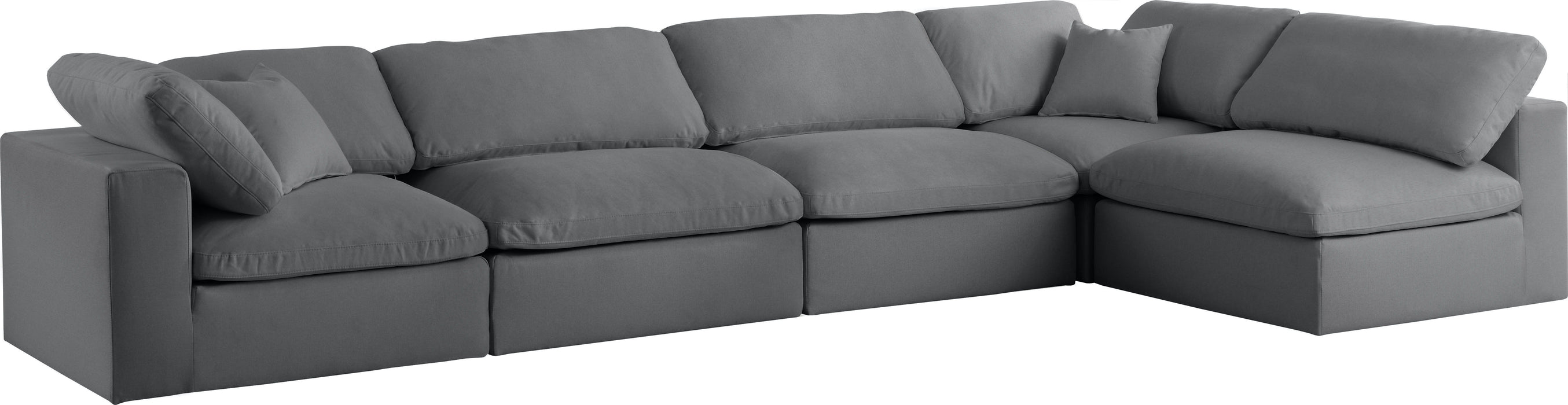 Meridian furniture serene grey linen deals fabric deluxe cloud modular sectional