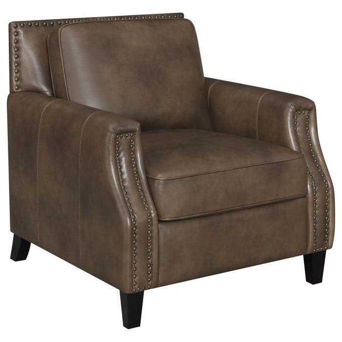 Leaton - Upholstered Recessed Arm Chair - Brown Sugar