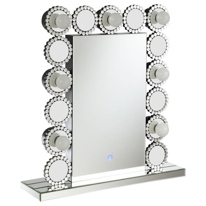 Aghes - Rectangular Table - Mirror With LED Lighting Mirror - Silver