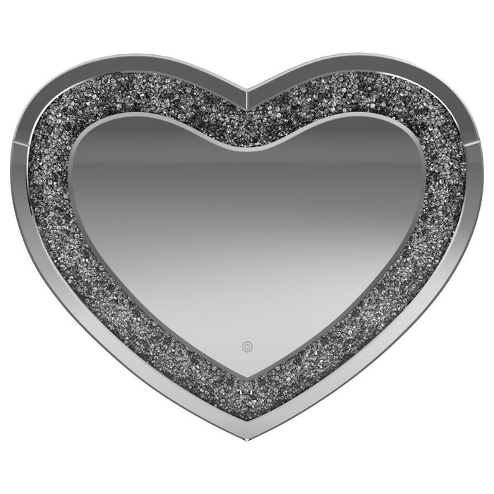 Aiko - Heart Shaped LED Light Wall Mirror - Silver