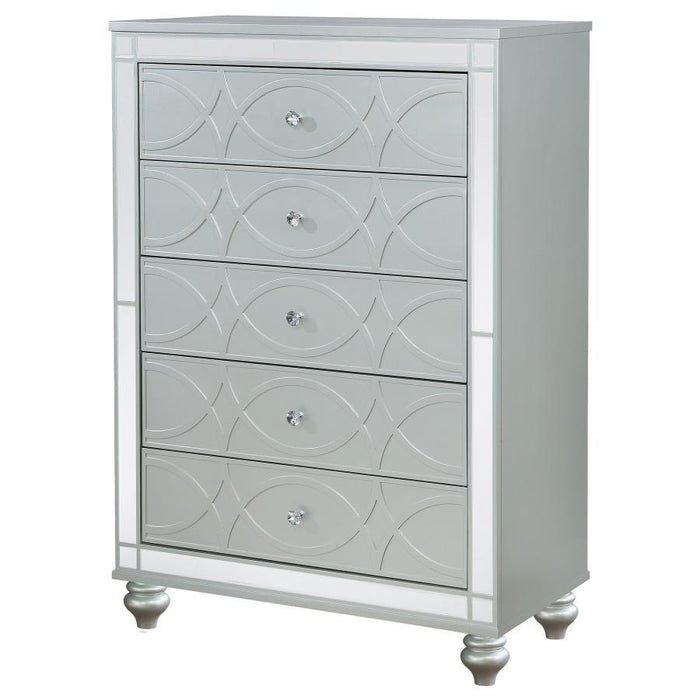 Gunnison - 5-Drawer Chest - Silver Metallic