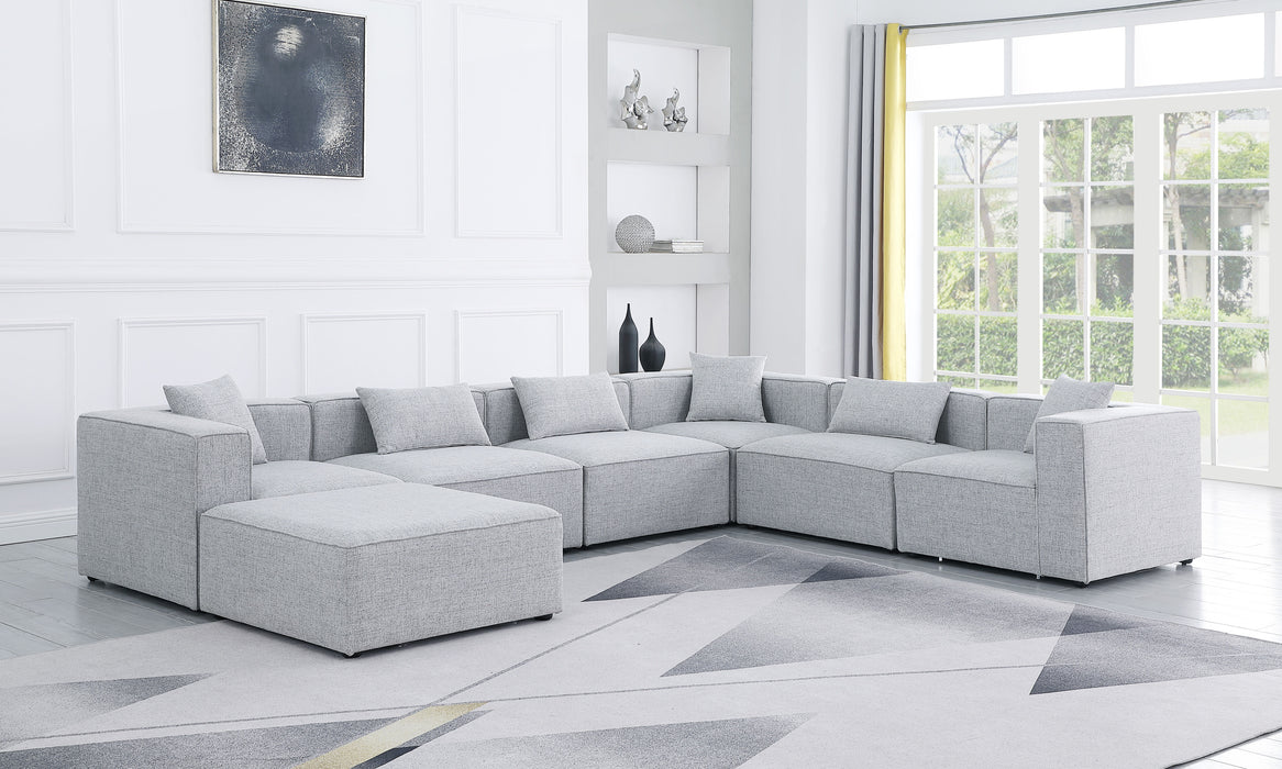 Cube - Modular Sectional 7 Piece - Gray - Fabric