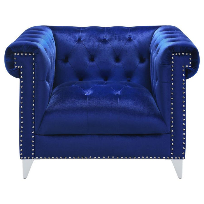 Bleker - Tufted Tuxedo Arm Chair - Blue