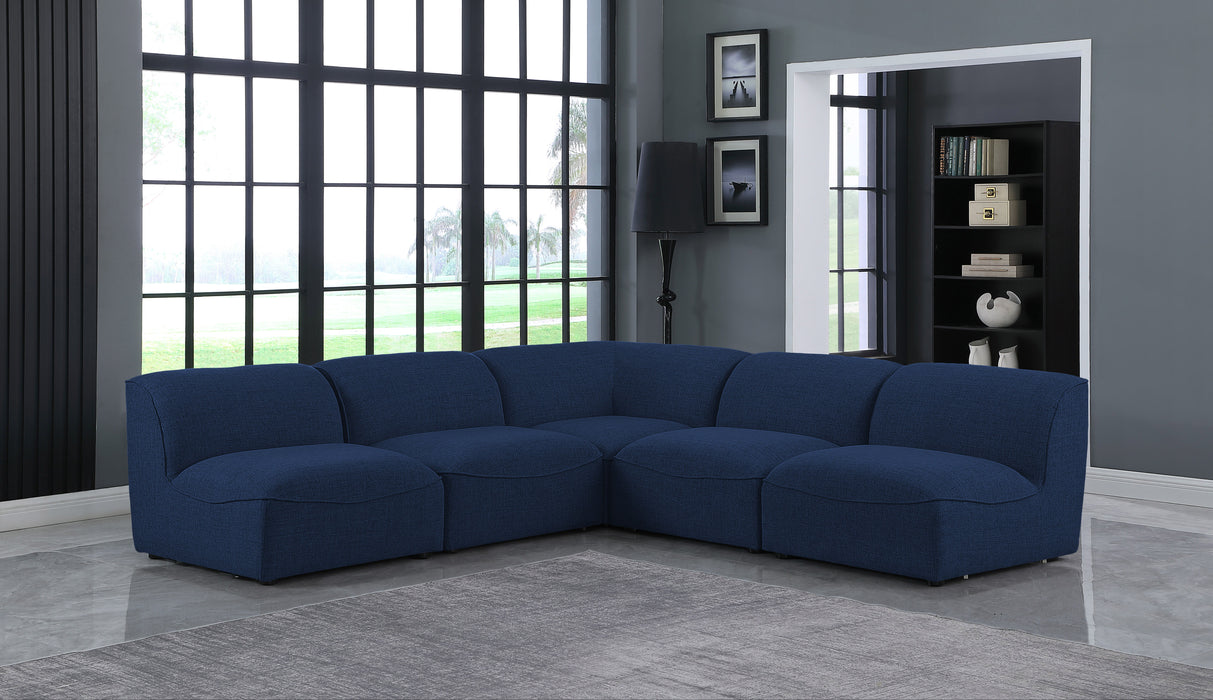 Miramar - Modular Sectional 5 Piece - Navy - Fabric - Modern & Contemporary