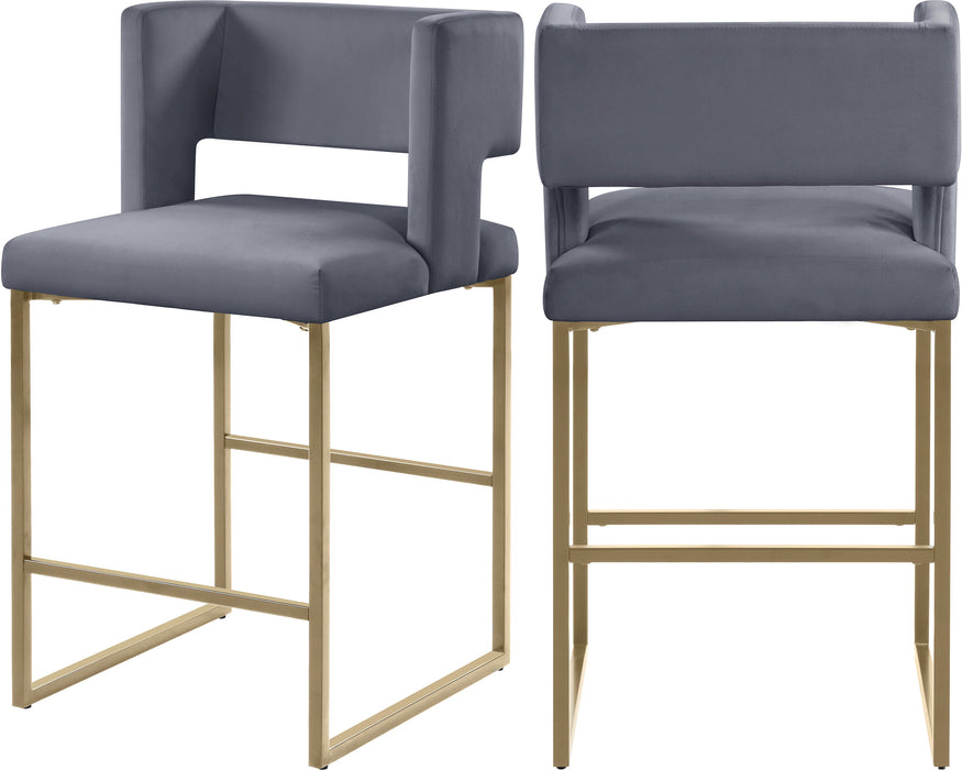 Caleb - Counter Stool with Gold Legs (Set of 2)