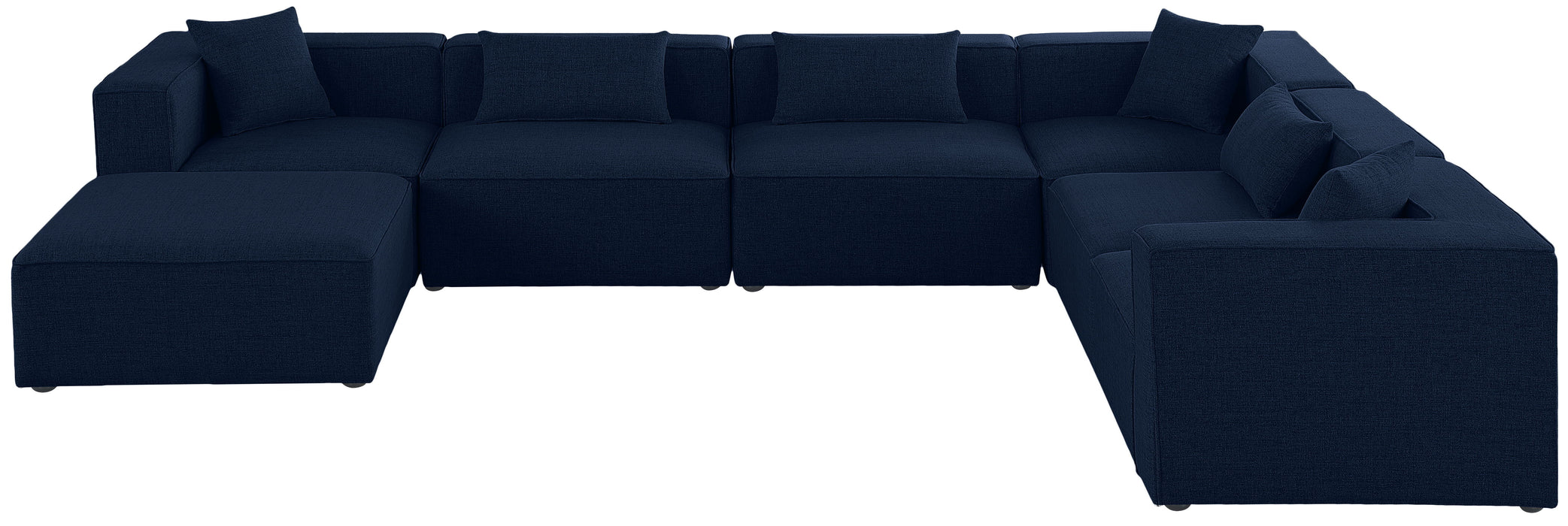 Cube - Modular Sectional 7 Piece - Navy - Fabric