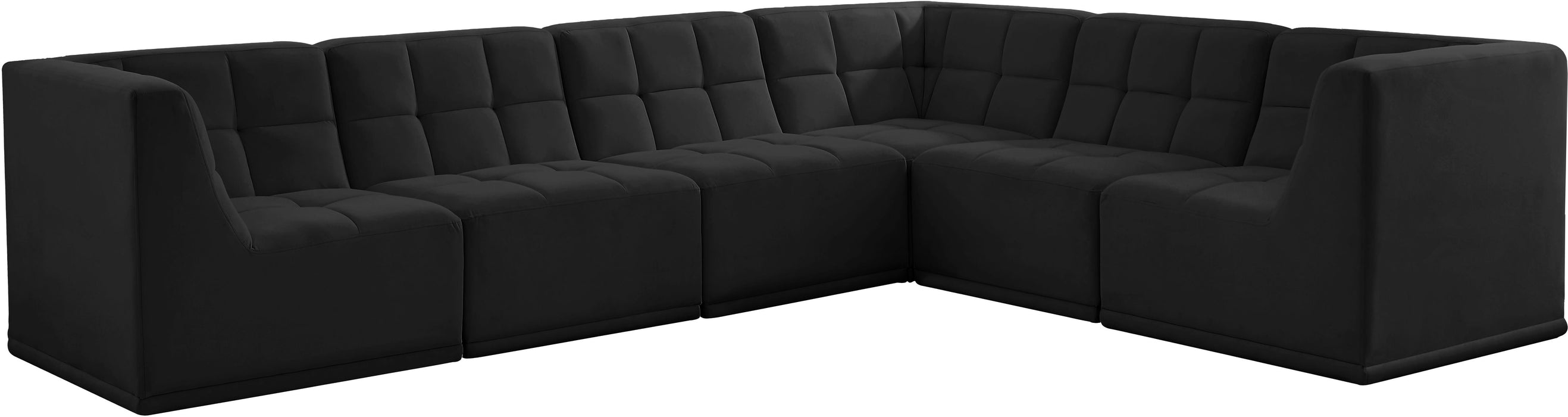 Relax - Modular Sectional 6 Piece - Black - Fabric