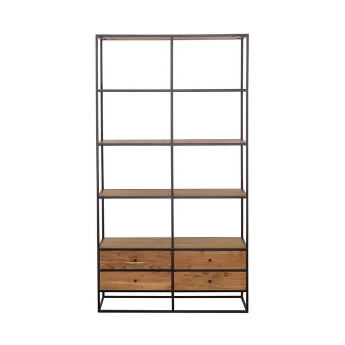 Belcroft - 4-Drawer Etagere - Natural Acacia And Black