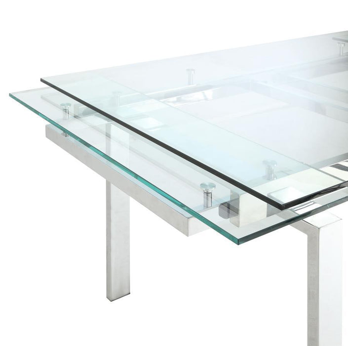 Wexford - Glass Top Dining Table With Extension Leaves - Chrome