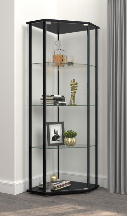 Zenobia - 4-Shelf Curio Cabinet Display Case - Black