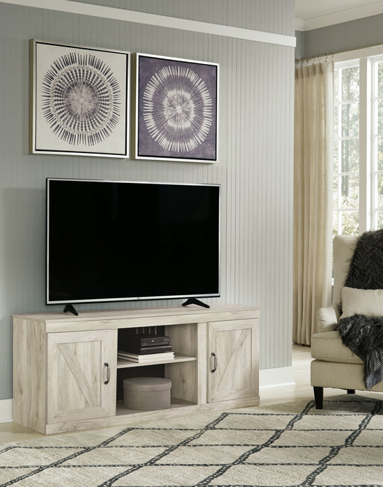 Bellaby - Whitewash - TV Stand With Faux Firebrick Fireplace Insert