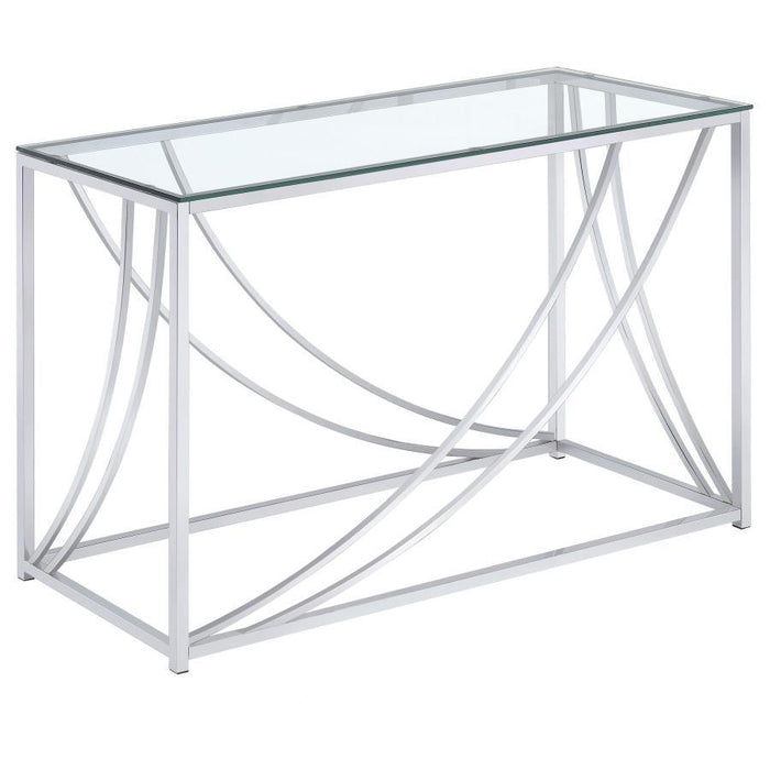 Lille - Glass Top Entryway Sofa Console Table Accents - Chrome