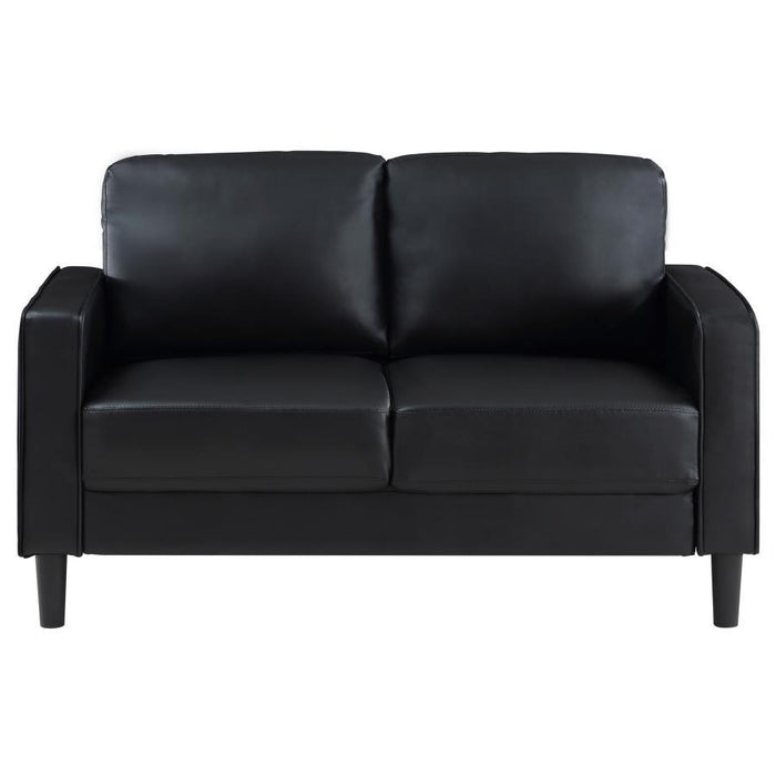 Ruth - Upholstered Track Arm Faux Leather Loveseat