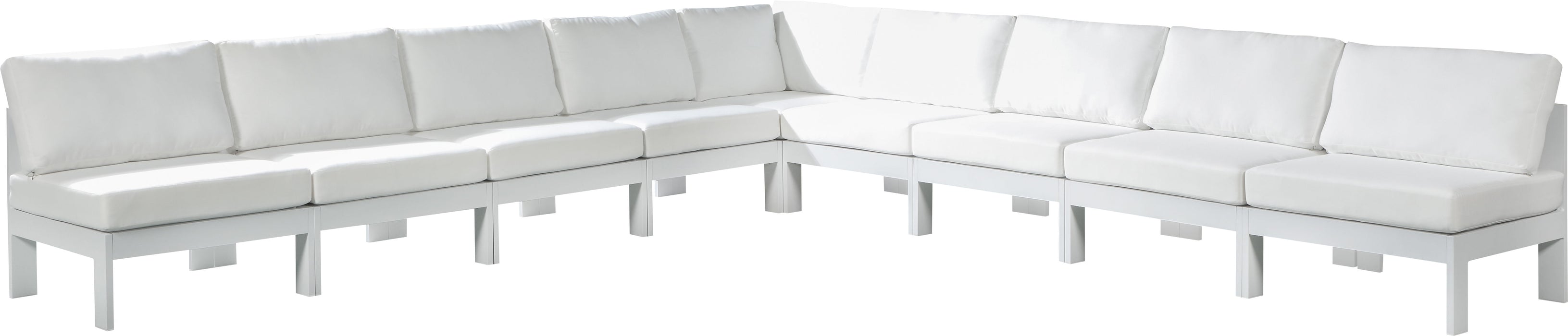 Nizuc - Outdoor Patio Modular Sectional 9 Piece - White - Metal