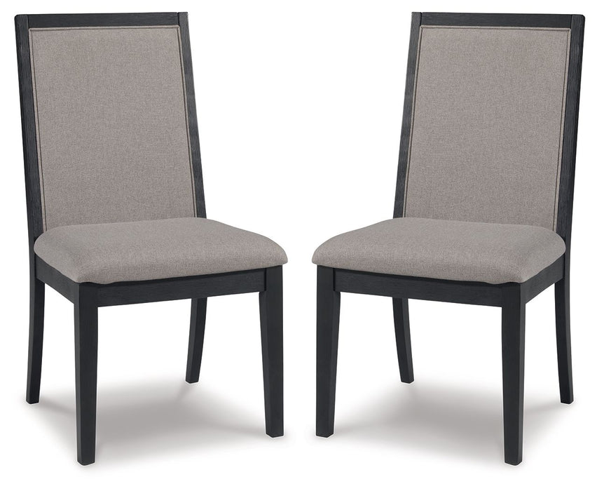 Foyland - Light Gray / Black - Dining Uph Side Chair (Set of 2)