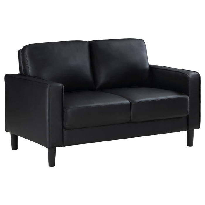 Ruth - Upholstered Track Arm Faux Leather Loveseat