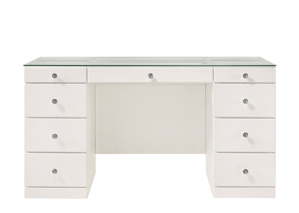 Avery - Vanity Desk With Glass Top