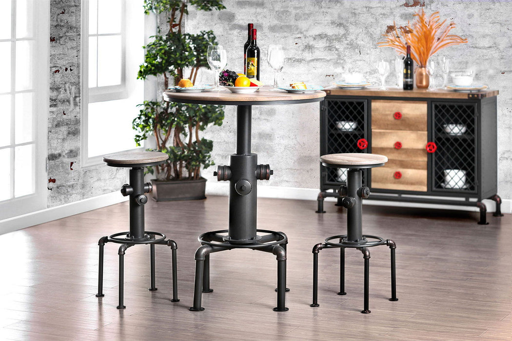 Foskey - Bar Stool (Set of 2) - Antique Black / Natural Tone