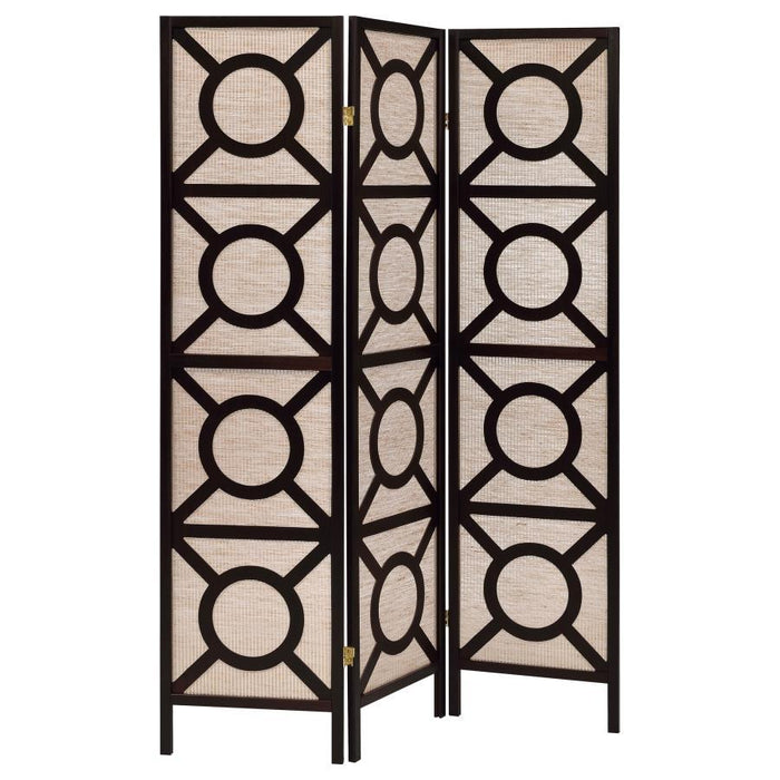 Vulcan - 3-Panel Geometric Folding Screen Tan And - Cappuccino